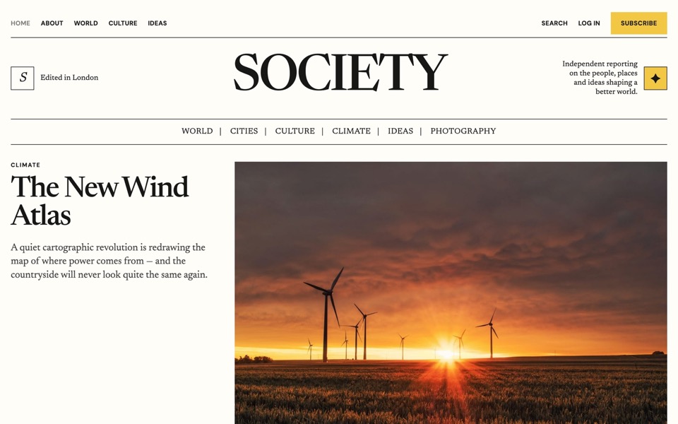 Society theme — magazine homepage